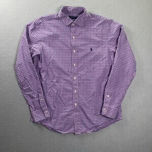 Polo Ralph Lauren Shirt Men’s Large Gingham Button Down Dressy Purple Preppy